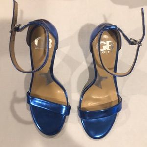 Royal blue metallic party sandals